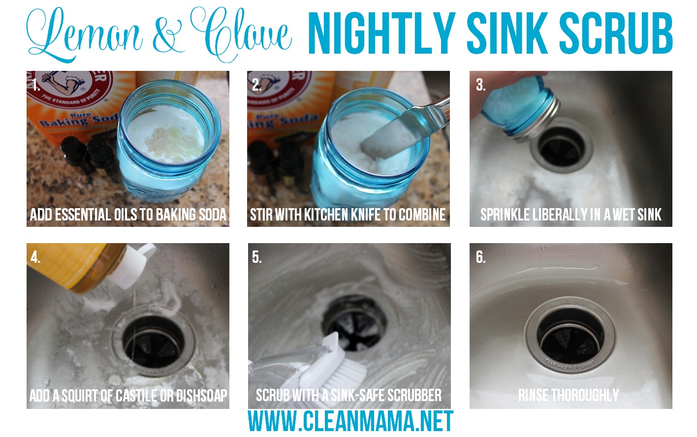 Step-by-Step Lemon & Clove Nightly Sink Scrub via Clean Mama